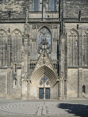Magdeburg Cathedral with entrance portal, Detail west facade, Magdeburg, Saxony-Anhalt, Germany,...