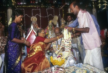 Kanakabishegam, 90th year completion marriage in 1996, Nattukottai Chettiar, Nagarathar family in Chettinad, Tamil Nadu, India, Asia
