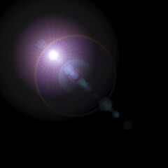 Lens flare artistic effect isolated on black background