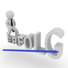 German 3d success concept with business man on stairs