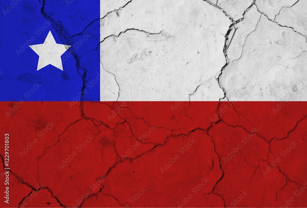 Poster chile flag with texture on a background