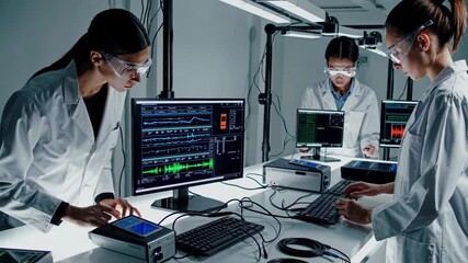 Innovation in hologram technology as scientists conduct experiments in a high-tech laboratory - Powered by Adobe