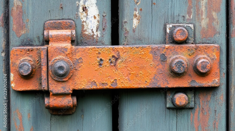 Poster orange rust with rough, uneven corrosion on a metal surface, perfect for creating a background that 