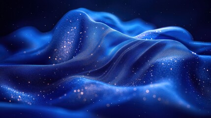 Obraz premium Abstract blue fabric with glittering particles.