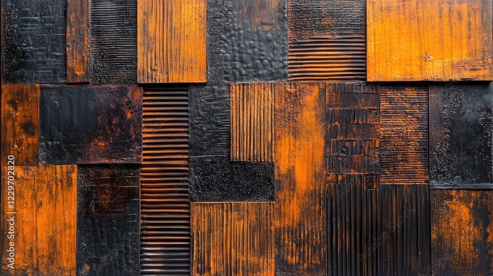 Poster oxidized metal background with layers of rust and intricate surface textures, ideal for industrial d