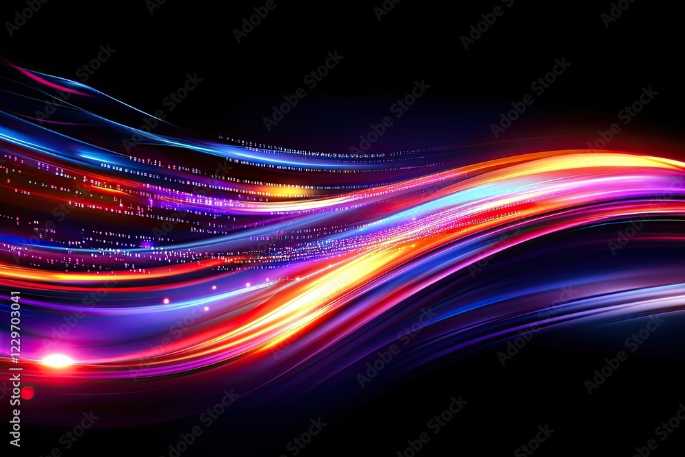 Poster technology-themed abstract background with lines from market charts and financial graphs