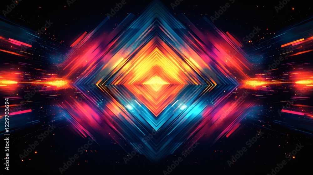 Poster futuristic 3d background vibrant color transitions and intricate geometric patterns forming a striki
