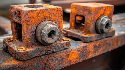 Worn oxidized metal with deep rust marks and surface deterioration, perfect for showcasing a vintage, industrial theme with character