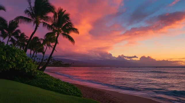Stunning Hawaiian Sunset Beach Paradise