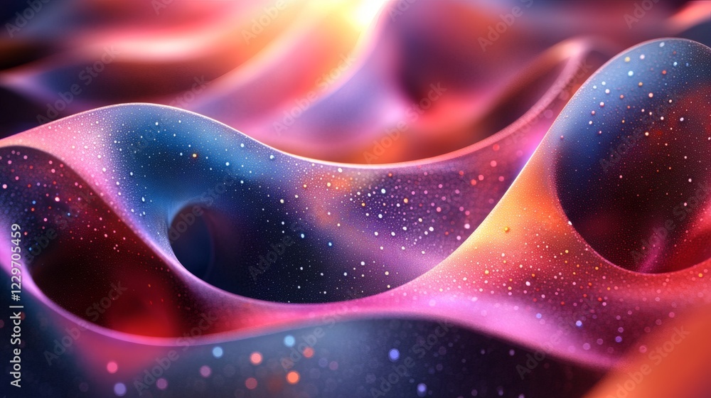 Poster futuristic abstract art design intricate 3d shapes and rich color gradients creating a visually stri