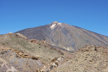 Volcanic landscape, Volcano Pico del Teide, Teide National Park, Parque Nacional del Teide, Tenerife, Canary Islands, Spain, Europe