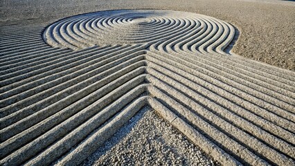 Obraz premium carefully raked gravel design, beautiful, line, beautiful, line, shape, nature
