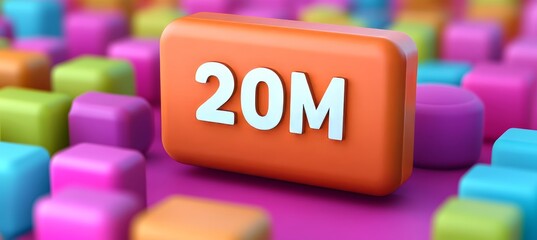 Celebrating 20 Million Abstract 3D Illustration with Vibrant Colors and Number Achievement