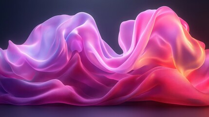 Obraz premium Abstract glowing pink, purple, and orange fabric waves.