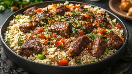 Middle Eastern National Traditional Food Ingredients Displayed on Rustic Wooden Surface – Flavorful Spices, Fresh Vegetables, and Authentic Dishes for Cultural Cuisine Concepts