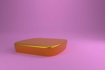 Golden podium on a pink background, 3d rendering