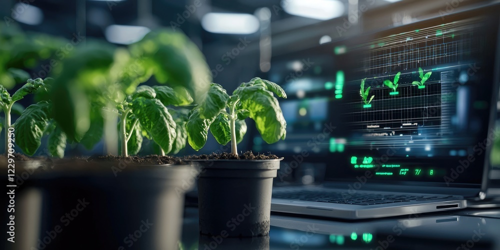 Poster laboratory agricultural science crop analysis focusing on data analysis of plant growth metrics on d