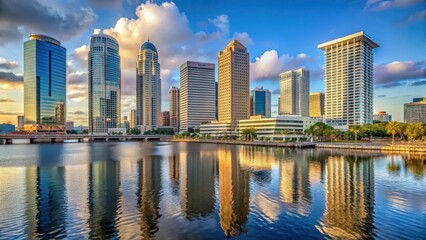 Obraz premium Tallest skyscraper in Tampa skyline , urban, cityscape