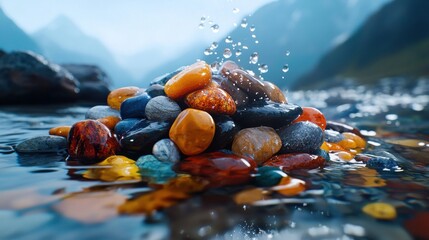Colorful Stones in Mountain River