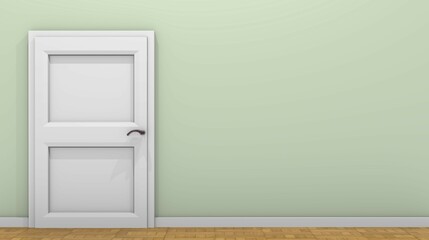 Vintage room with white door, green wall with space for text or image, 3d rendering