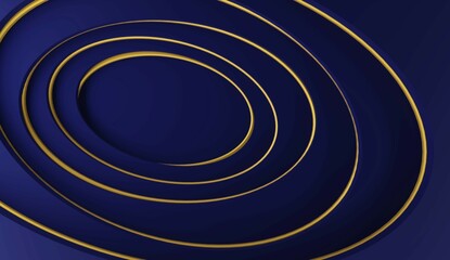 Obraz premium Abstract modern blue background with golden lines, 3d rendering