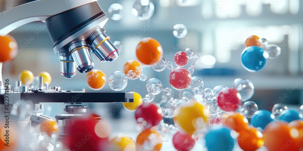 Poster laboratory nanotechnology applications microscopy showcasing cutting-edge equipment and vibrant samp