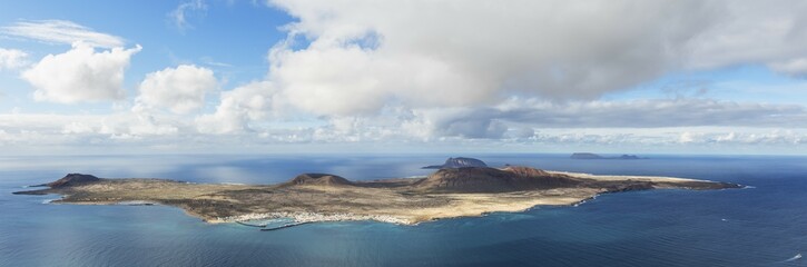 Panoramic view of the island of La Graciosa, Canary Islands, Spain, Europe