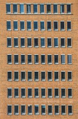 Monotonous facade, red brick house, Hafencity, Hamburg, Germany, Europe