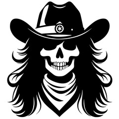 Cowboy queen skull silhouette