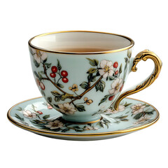 Elegant Teacup and Saucer Set with Floral Design Porcelain Teaware Tea Time