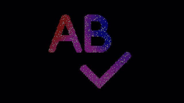 Icon spell check is made up of LED square shapes that shimmer and flicker. There are black dead diodes. In-Out looped. Alpha BW at the end
