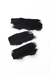 Black brush paint strokes, ink grungy decoration elements isolated on white background	