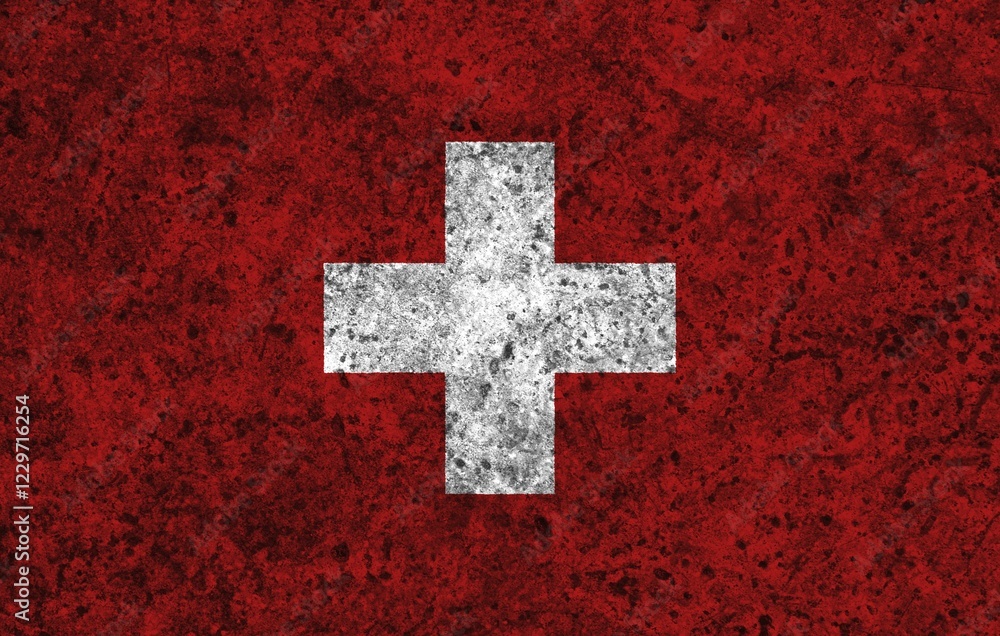 Poster swiss flag with texture on background