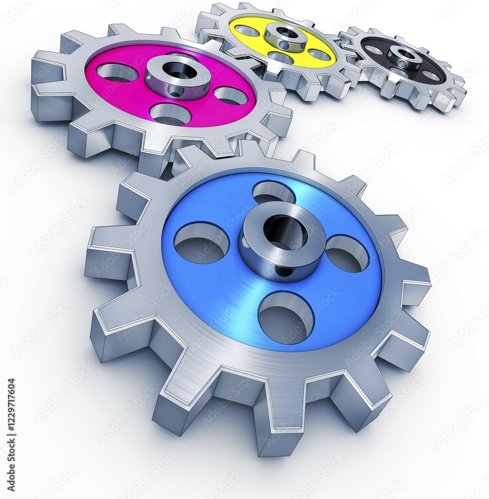 Aufkleber high resolution 3d rendering of a cmyk concept