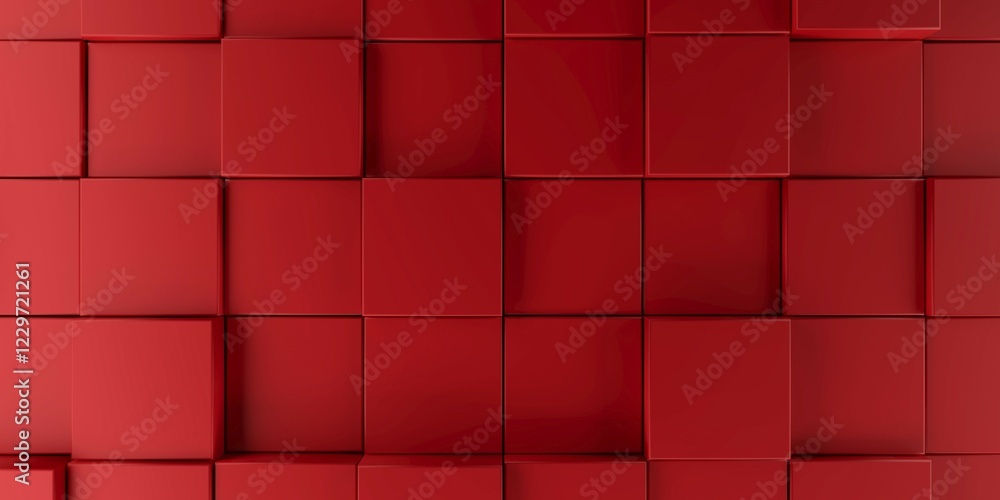 Poster abstract modern background with red cubes, 3d rendering
