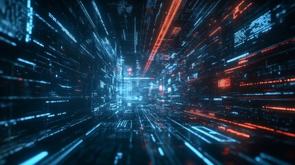 Obraz premium Futuristic Virtual Pathway Illuminating the Cybernetic World with Speed and Innovation