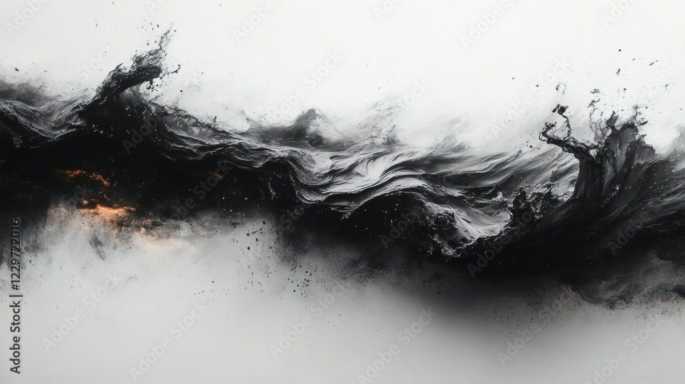 Poster ink brush strokes splashing chaotically a white background forming random yet harmonious abstract sh