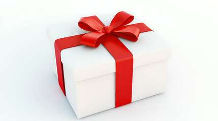 Obraz premium A white box with a red bow on top