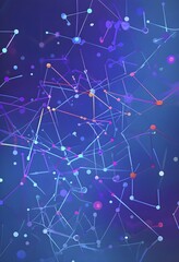 Fototapeta premium Artificial intelligence, lines, dots and pattern, vibrant blue and purple hues, abstract wallpaper illustration, AI generated