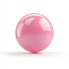 Obraz premium bright pink bubble gum bubble being blown, with a glossy finish, isolated on a clean white background