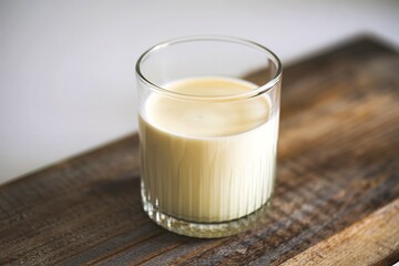 a glass filled with fresh homemade milk