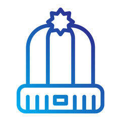 Ski Beanie line gradient Icon