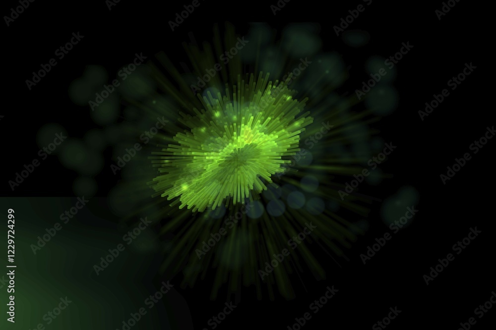 Poster bright flash og many blocks in space, modern abstract, 3d rendering, computer generated background