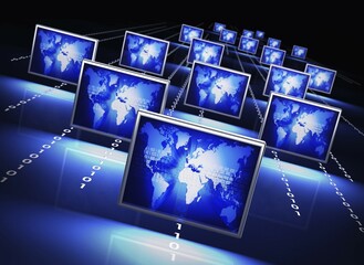 3D rendering of a computer network concept