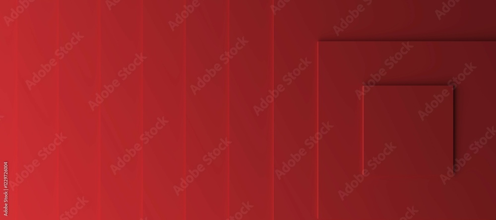 Poster red modern background with three dimensional steps, 3d rendering