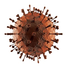 Flu virus H1N1 H5N1 influenza A virus particle, virion. Swine flu, avian flu, canine flu, equine flu particle structure.3D illustration isolated on white background