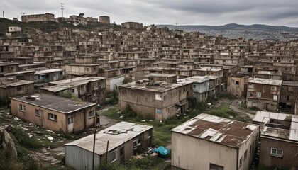 Fototapeta premium Densely Packed Weathered Homes on a Hillside