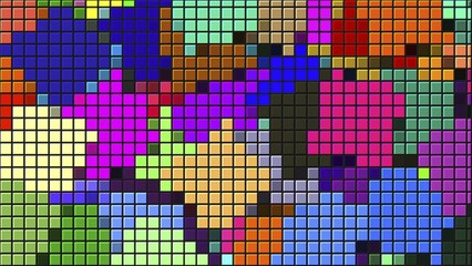 Beautiful bright mosaic with square particles, this is computer generated abstract digital technology background, 3d rendering backdrop