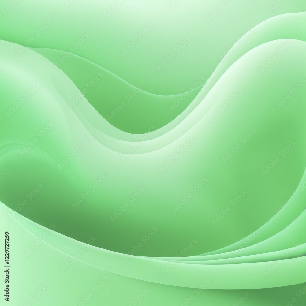 Poster serene green abstract waves with a light gradient and smooth texture, ai generated