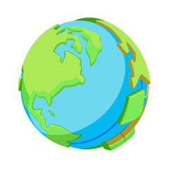 3D Earth Globe Cartoon-Style Illustration